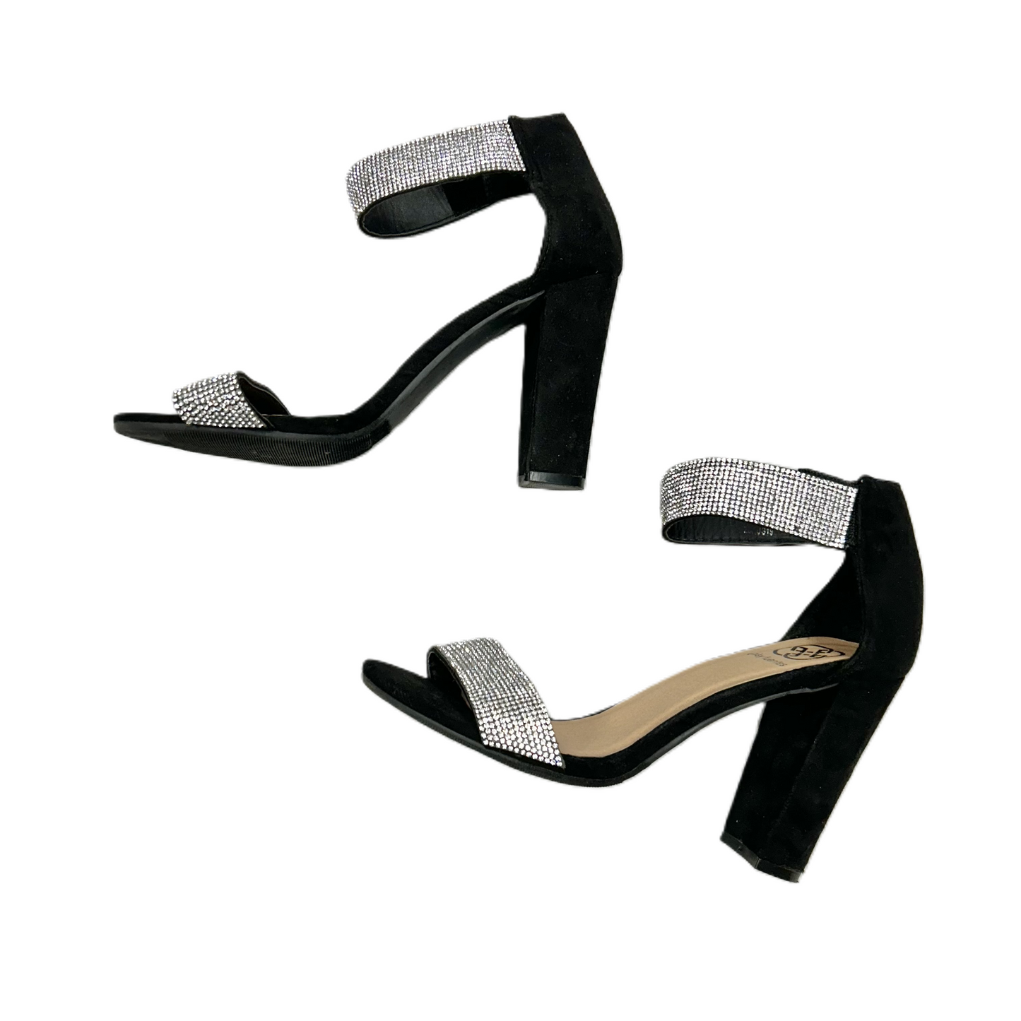 Sandals Heels Block By Daisy Fuentes In Black & Silver, Size: 9