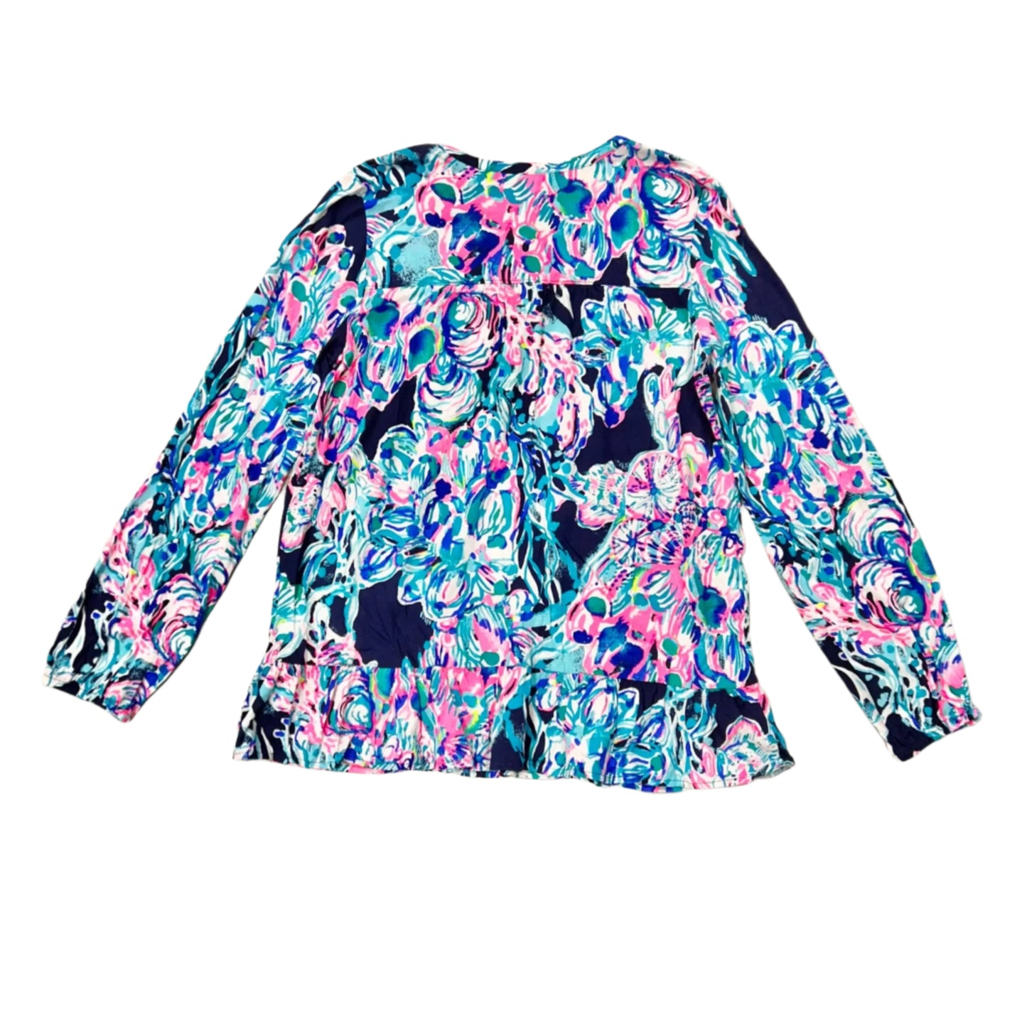 Top Long Sleeve Designer By Lilly Pulitzer In Blue & Pink, Size: M