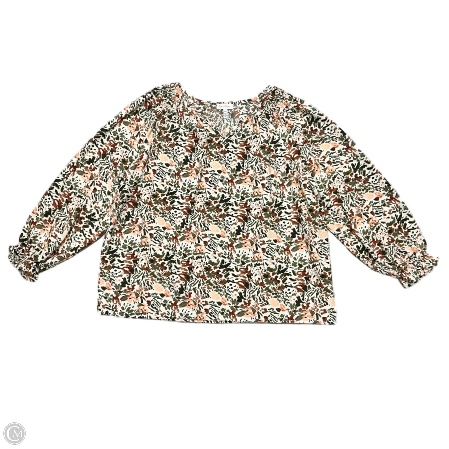 Blouse Long Sleeve By Jessica Simpson In Floral Print, Size: Xxl