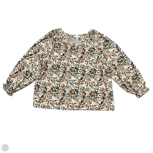 Blouse Long Sleeve By Jessica Simpson In Floral Print, Size: Xxl