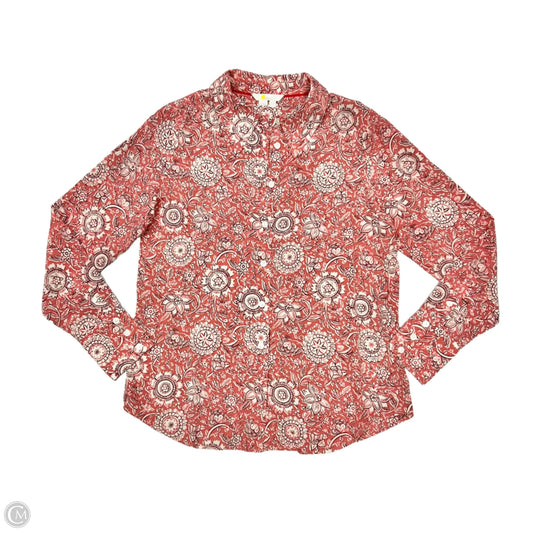 Blouse Long Sleeve By Boden In Pink & White, Size: Xs