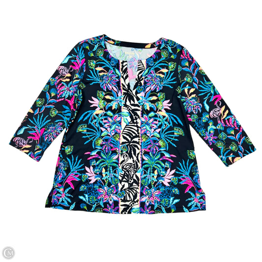 Top 3/4 Sleeve Designer By Lilly Pulitzer In Tropical Print, Size: L