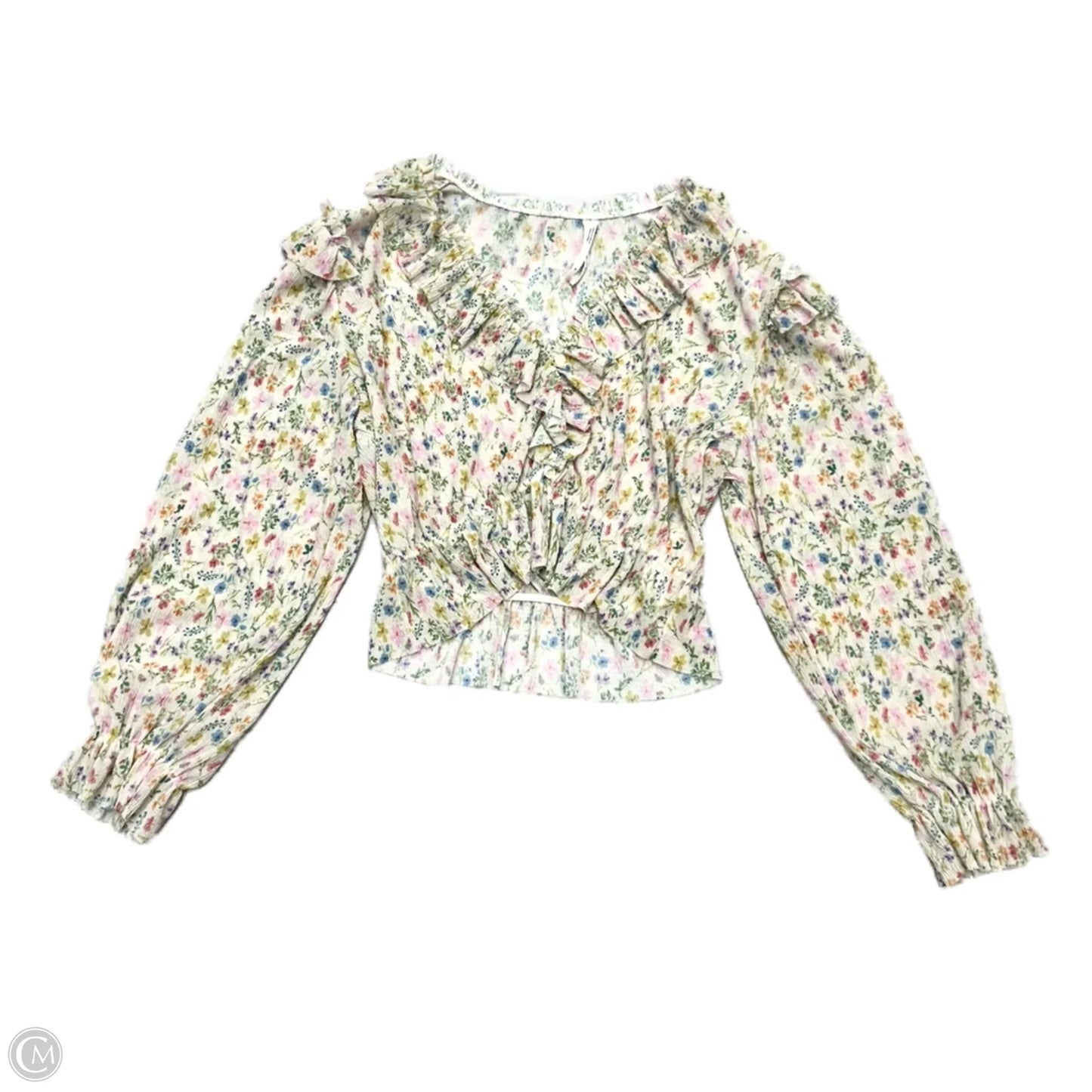 Top Long Sleeve By Anthropologie In Floral Print, Size: M