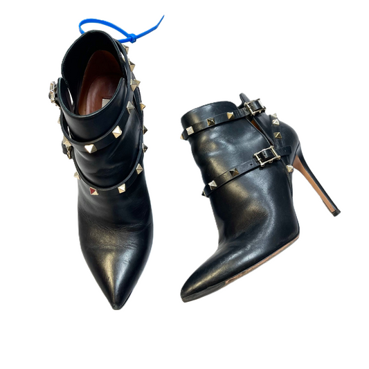 Black Gold Boots Luxury Designer By Valentino, Size: 9.5