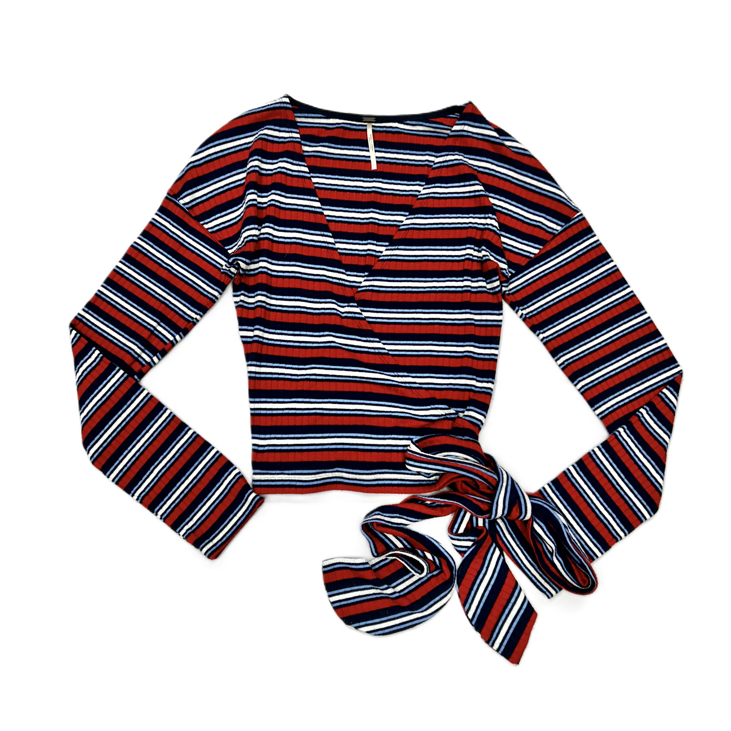 Top Long Sleeve Basic By Free People In Red White Blue, Size: L