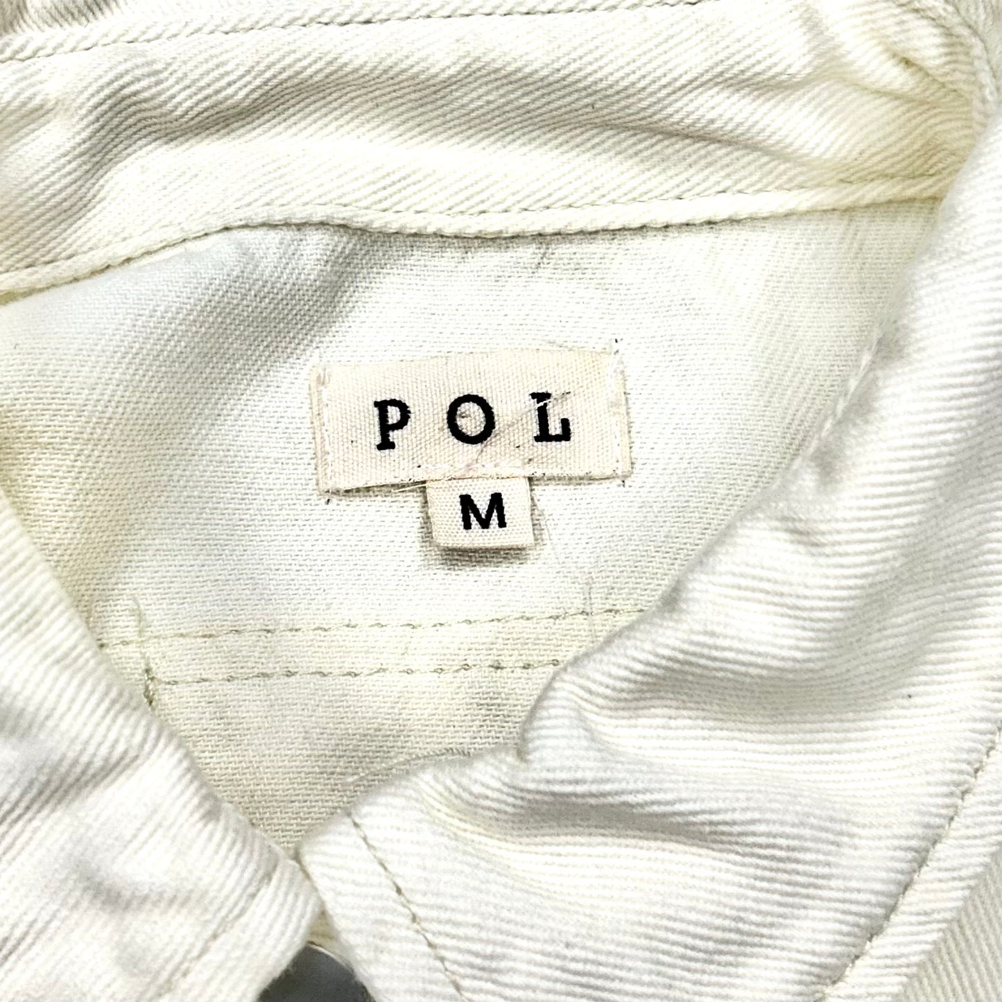 Jacket Shirt By Pol In Cream & Green, Size: M