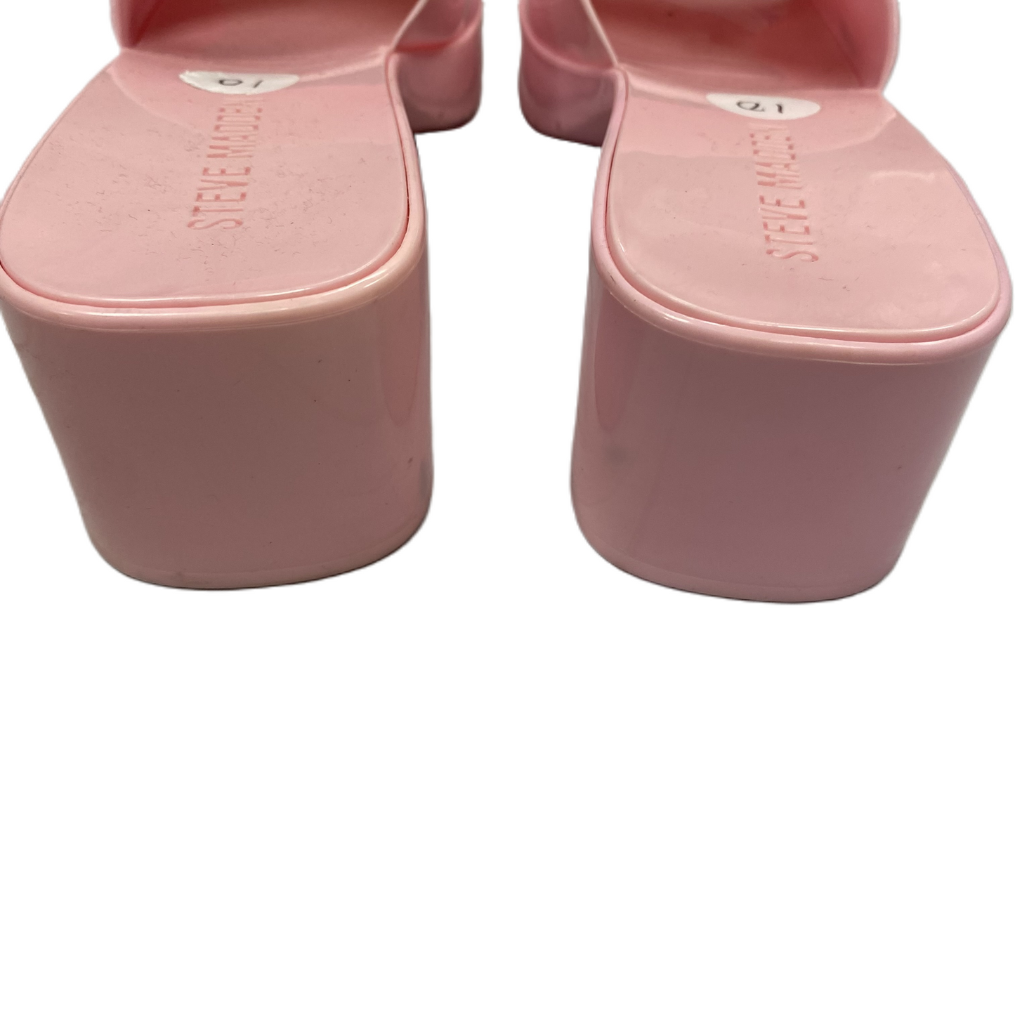 Pink Sandals Heels Block By Steve Madden, Size: 10