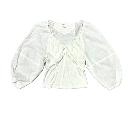 White Top Long Sleeve By Anthropologie, Size: Xs