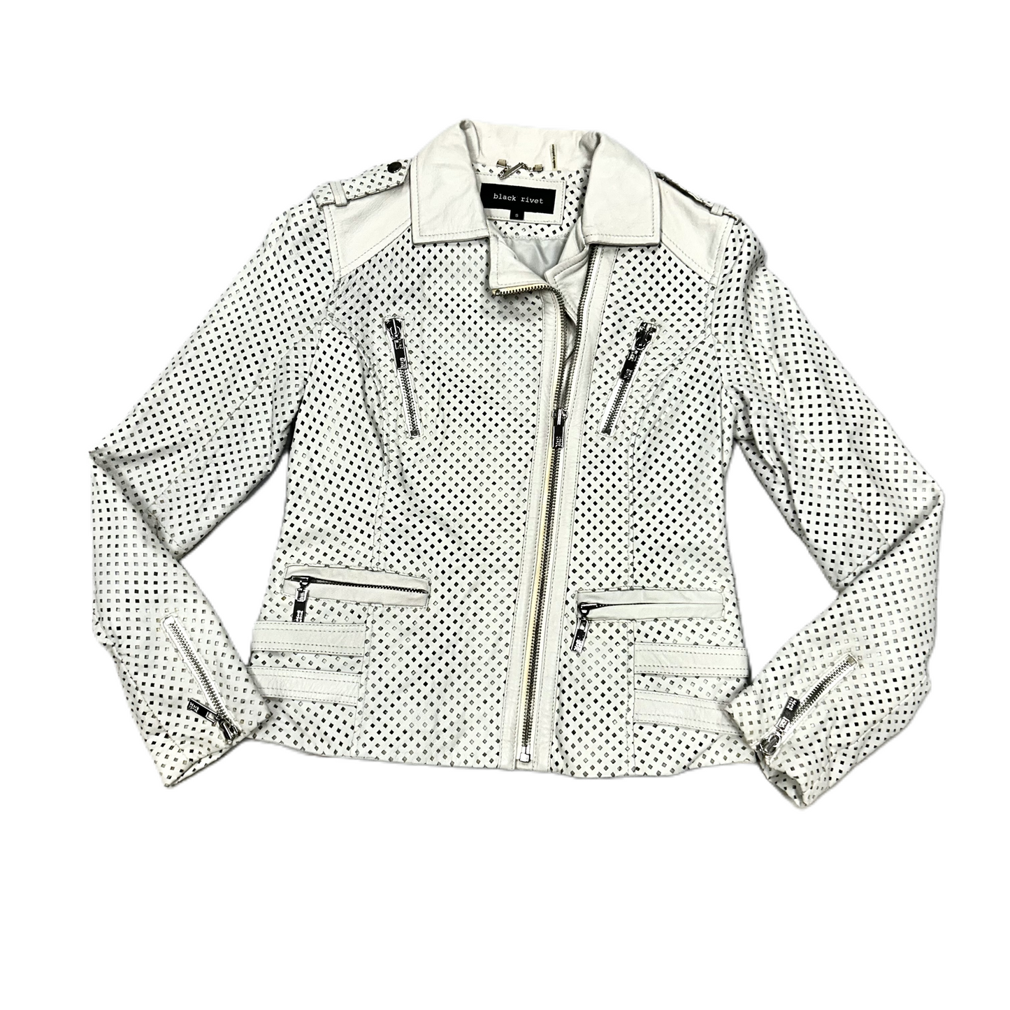 Jacket Leather By Black Rivet In White, Size: S