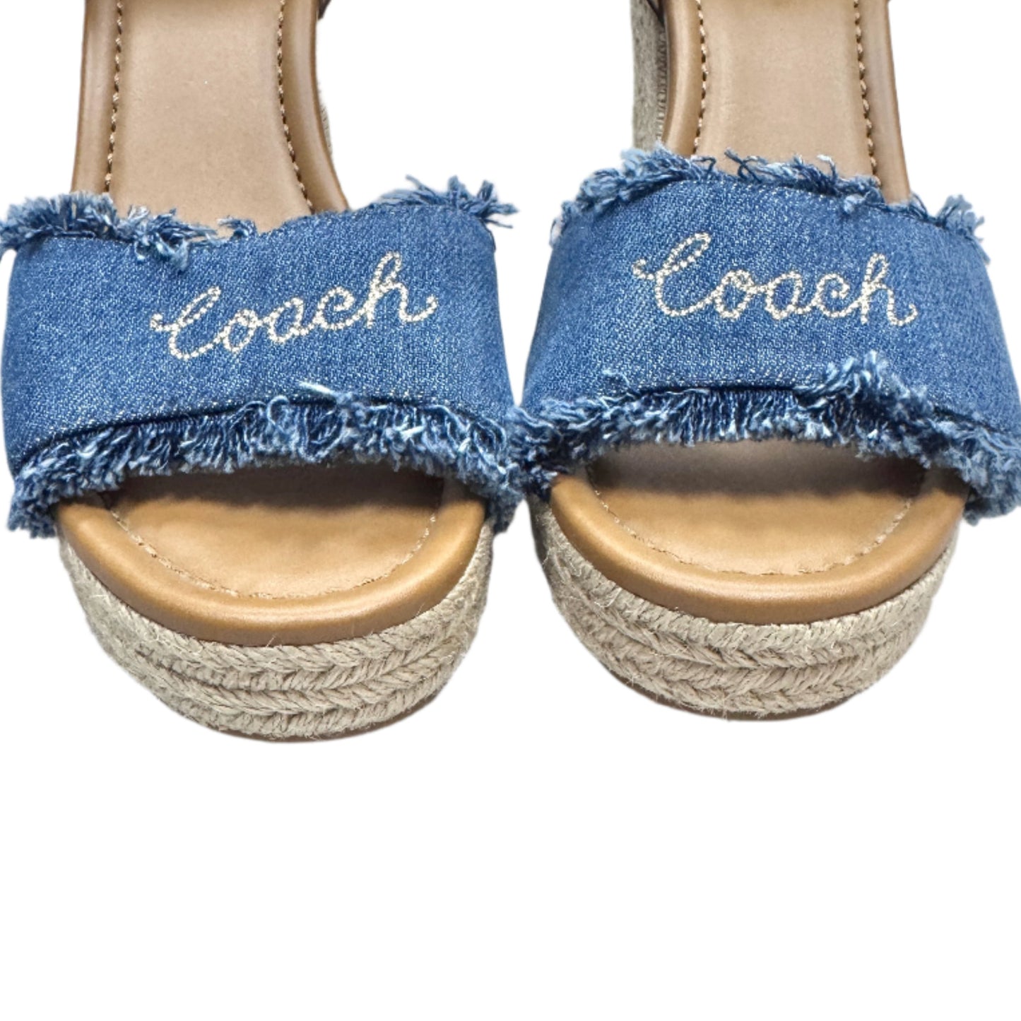 Sandals Designer By Coach In Blue Denim, Size: 9.5