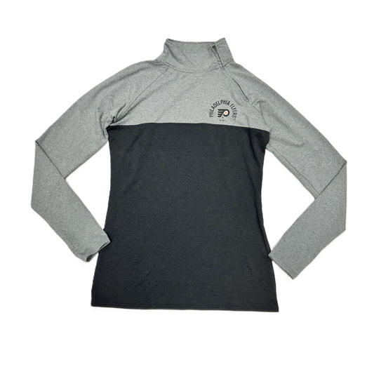 Athletic Top Long Sleeve Collar By Nhl In Black & Grey, Size: S