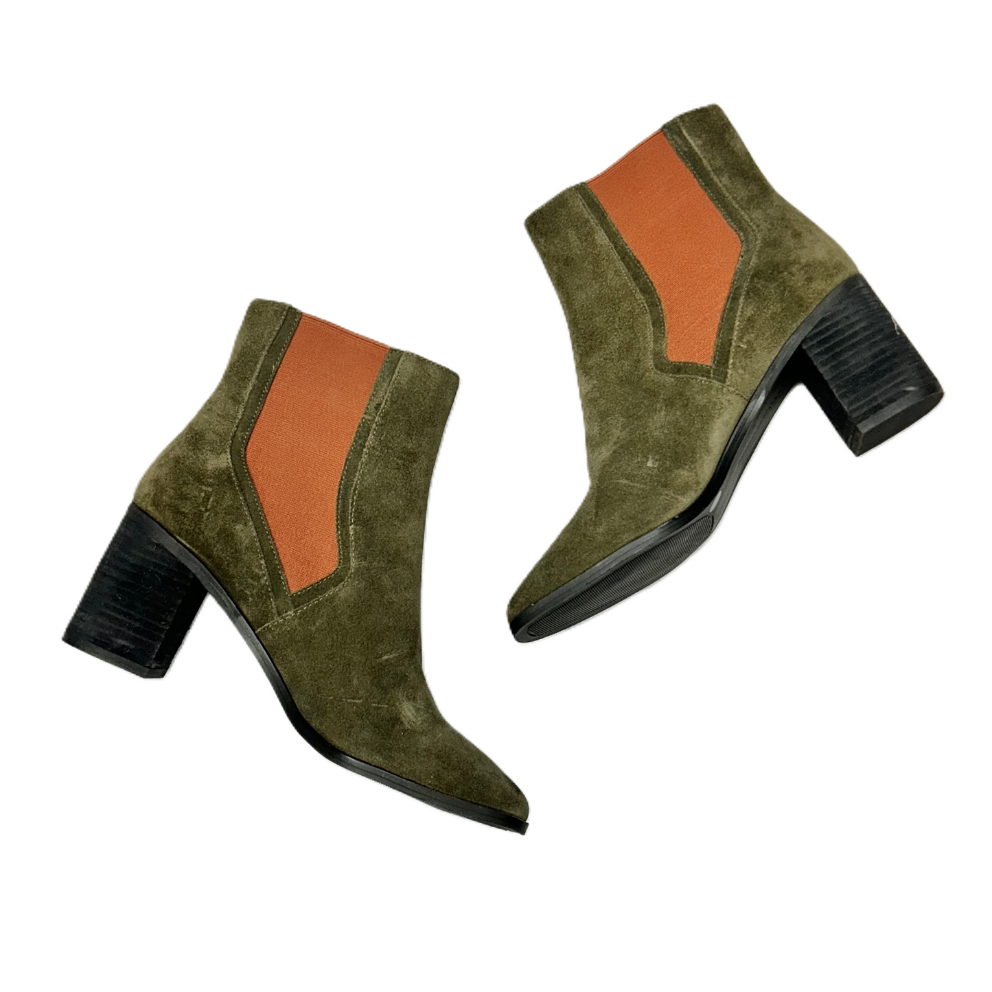 Boots Ankle Heels By Lori Goldstein In Green & Orange, Size: 8.5