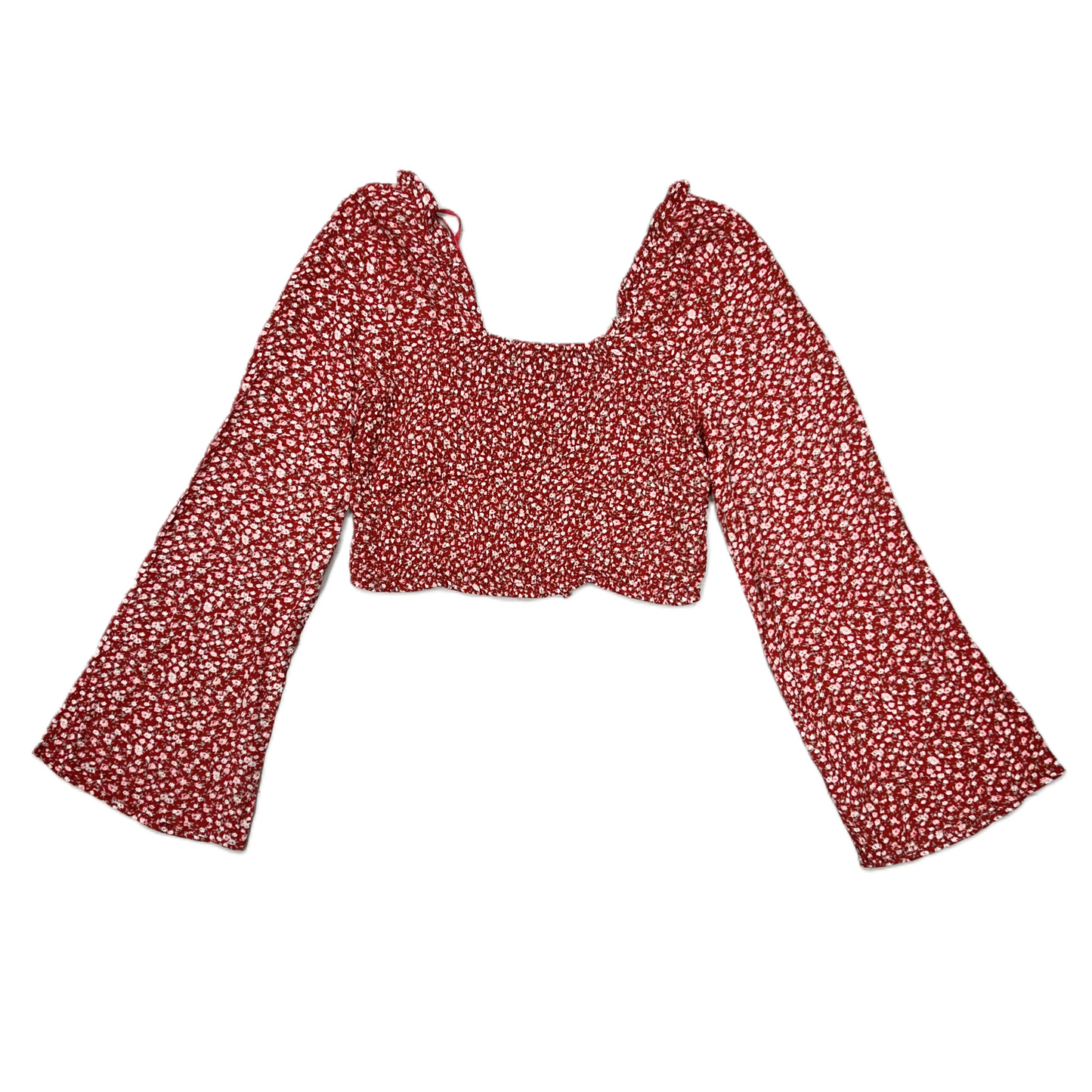 Top Long Sleeve By Sim & Sam In Red & White, Size: L