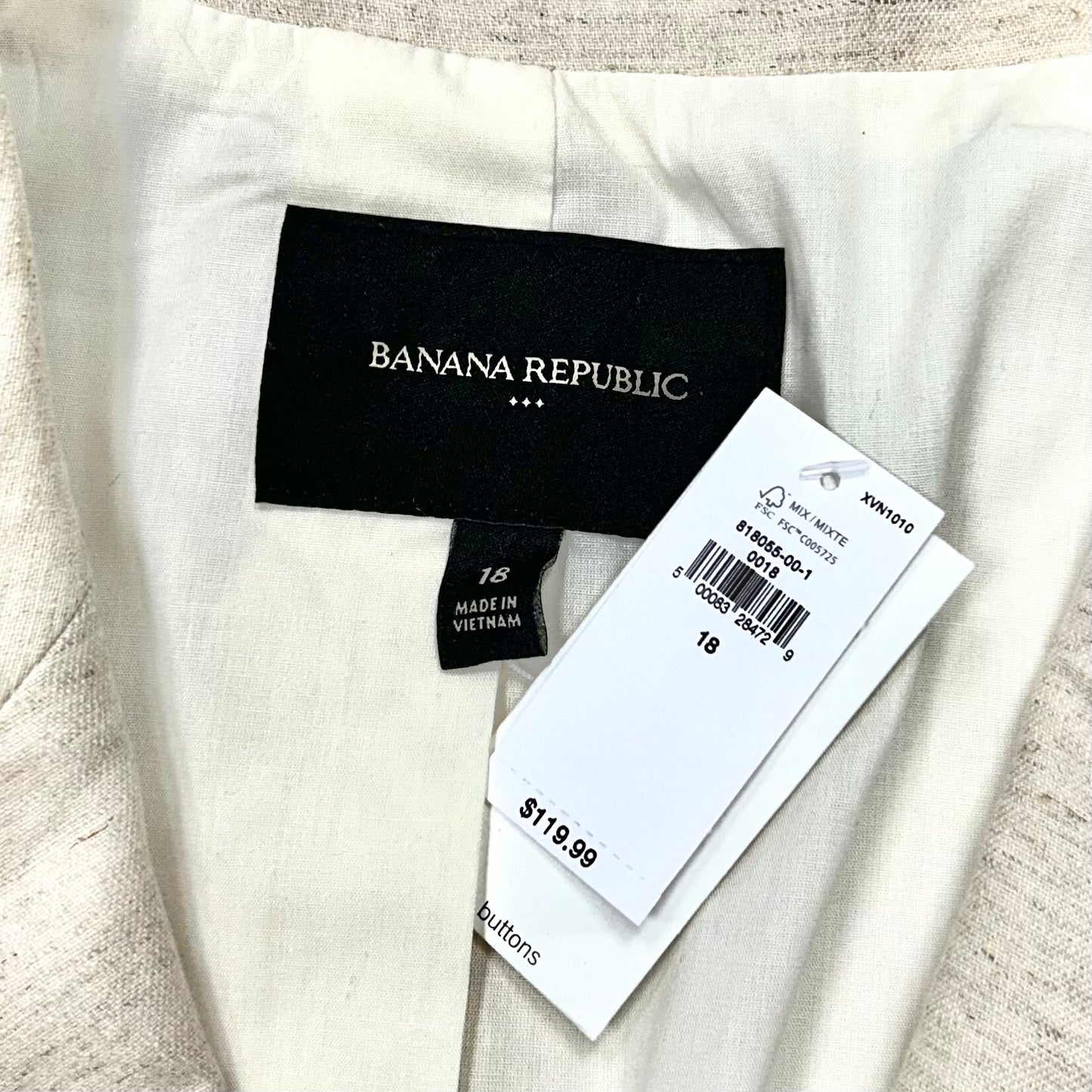 Blazer By Banana Republic In Cream, Size: 2x