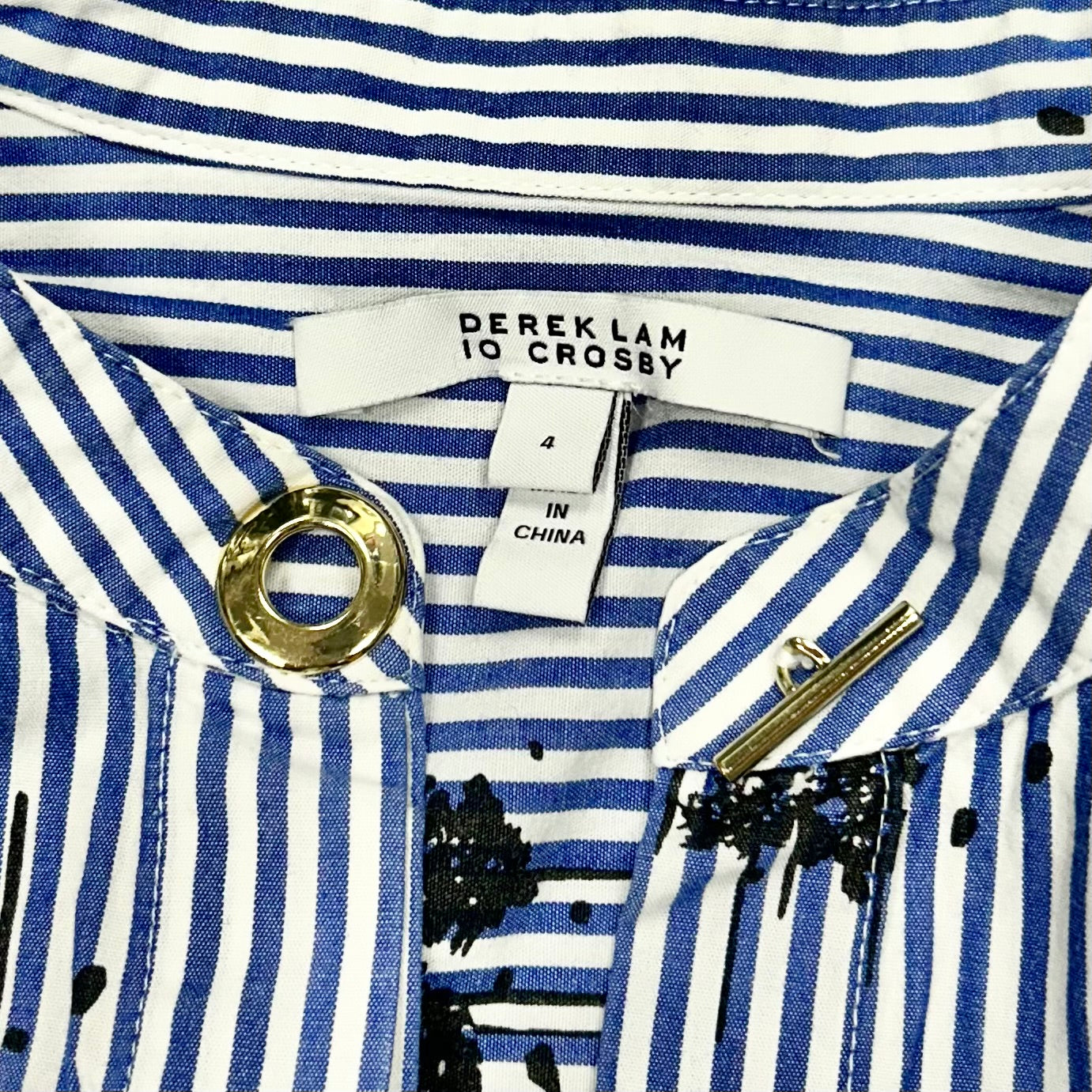 Top Long Sleeve Designer By Derek Lam In Blue & White, Size: S