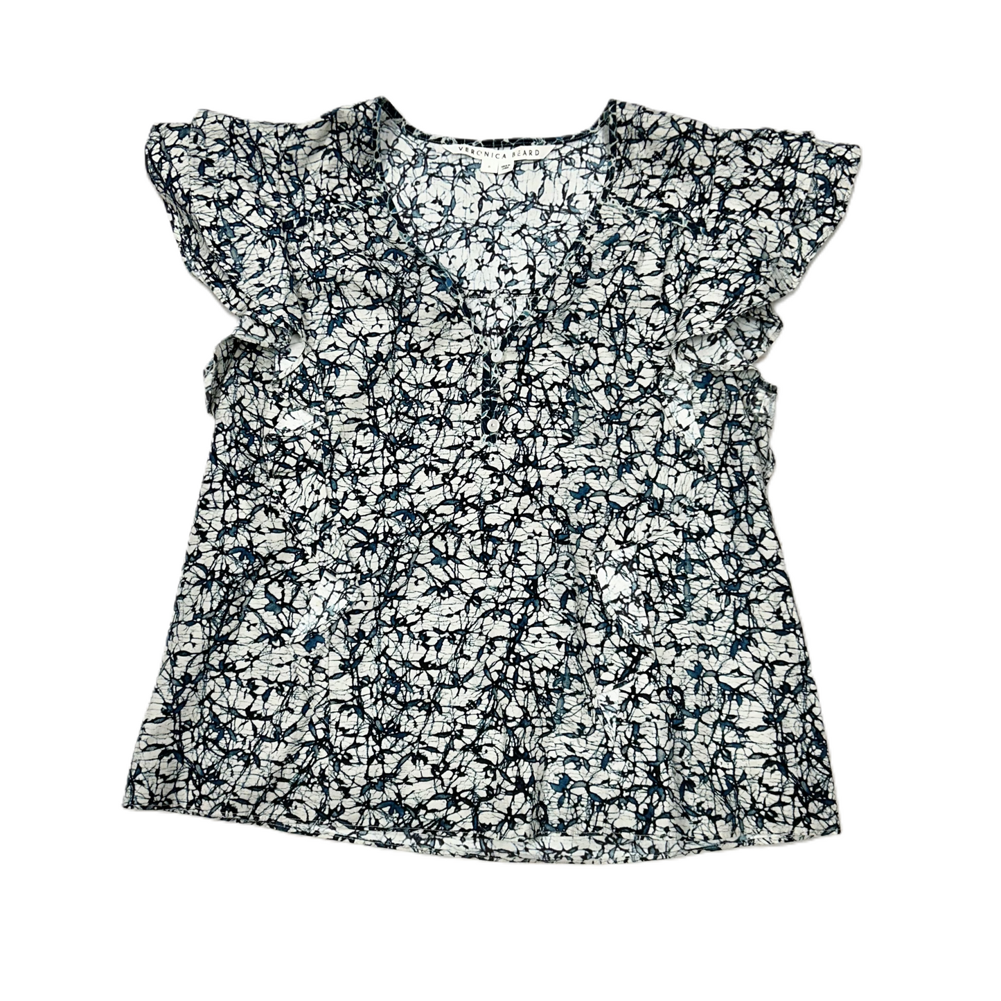 Top Short Sleeve By Veronica Beard In Blue & White, Size: M