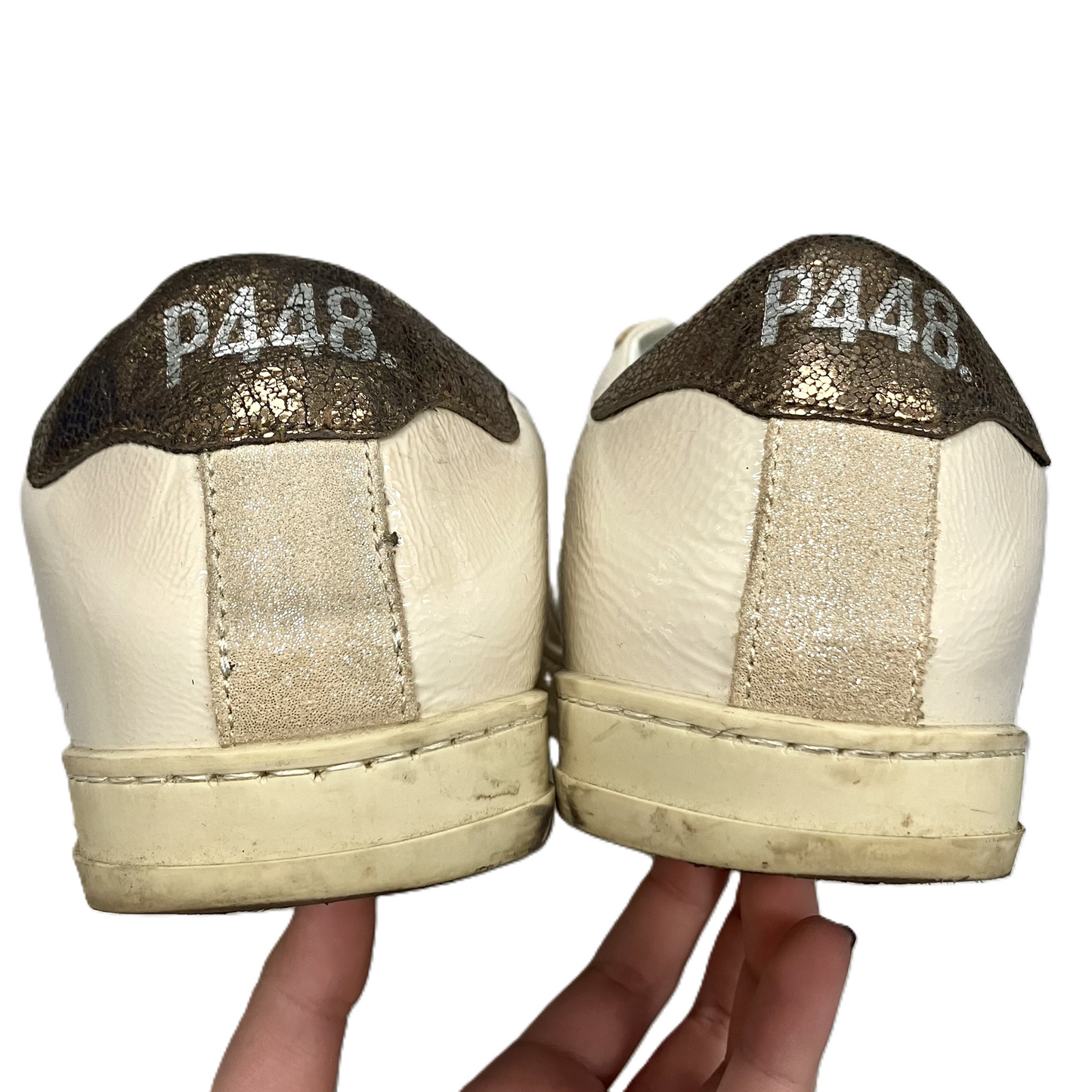 Shoes Sneakers By P448 In Silver & Tan, Size: 6