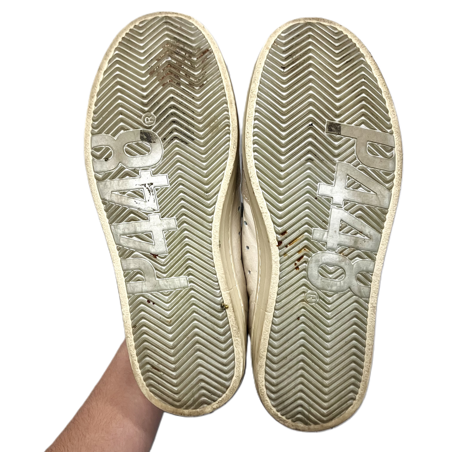 Shoes Sneakers By P448 In Silver & Tan, Size: 6