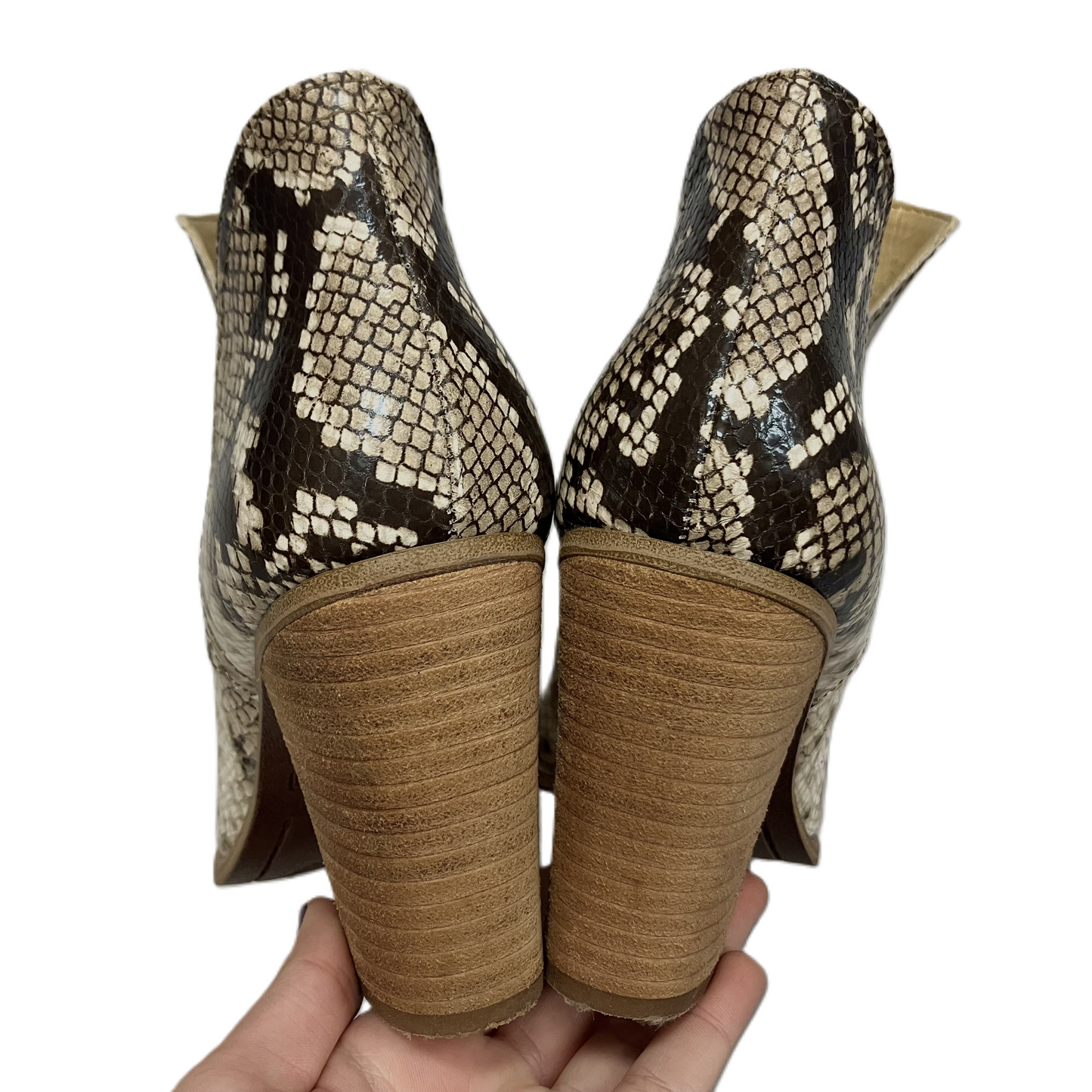 Boots Ankle Heels By Vince Camuto In Snakeskin Print, Size: 7