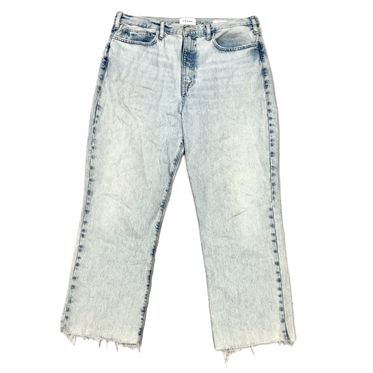 Jeans Cropped By Frame In Blue Denim, Size: 16