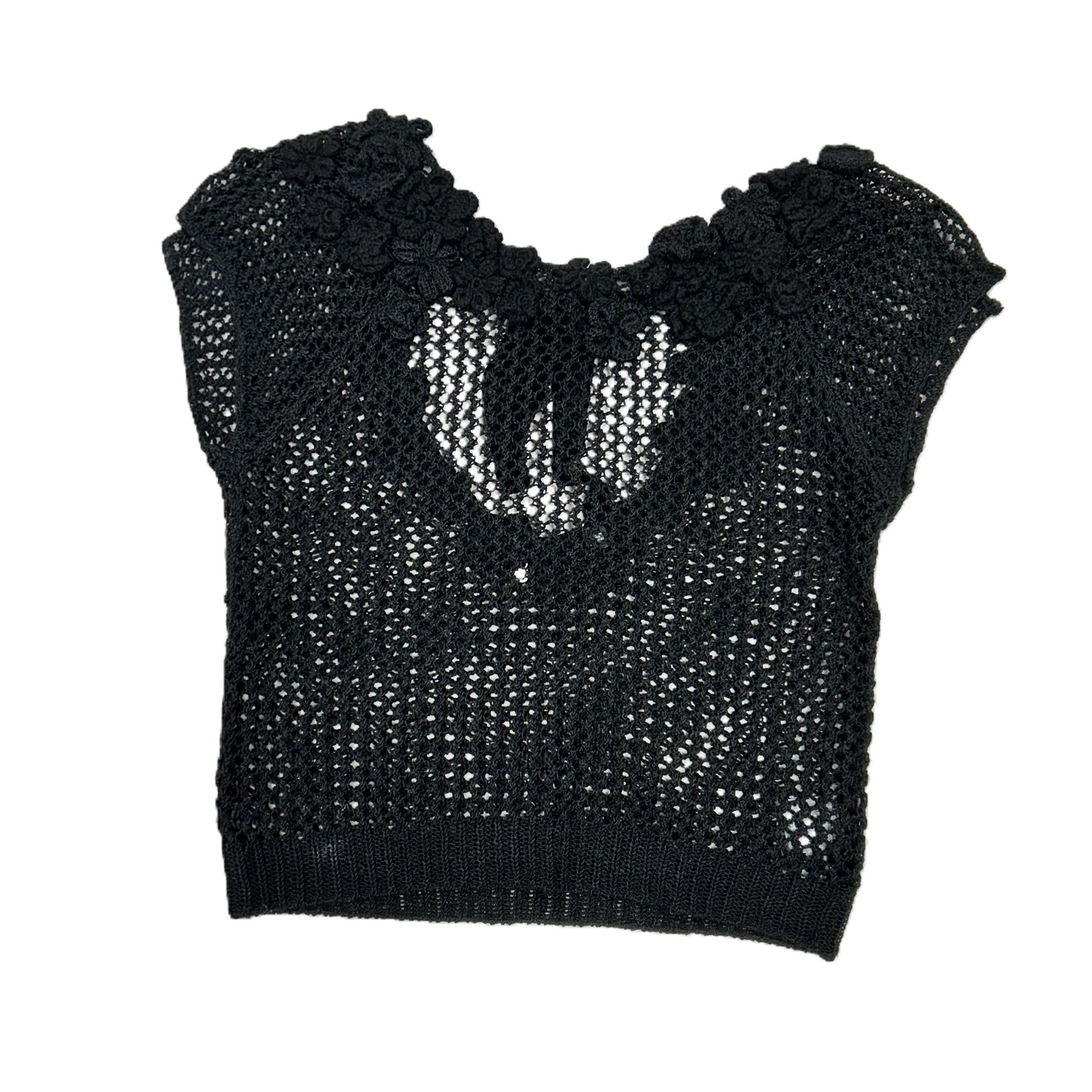 Sweater Short Sleeve By Knitted And Knotted In Black, Size: S