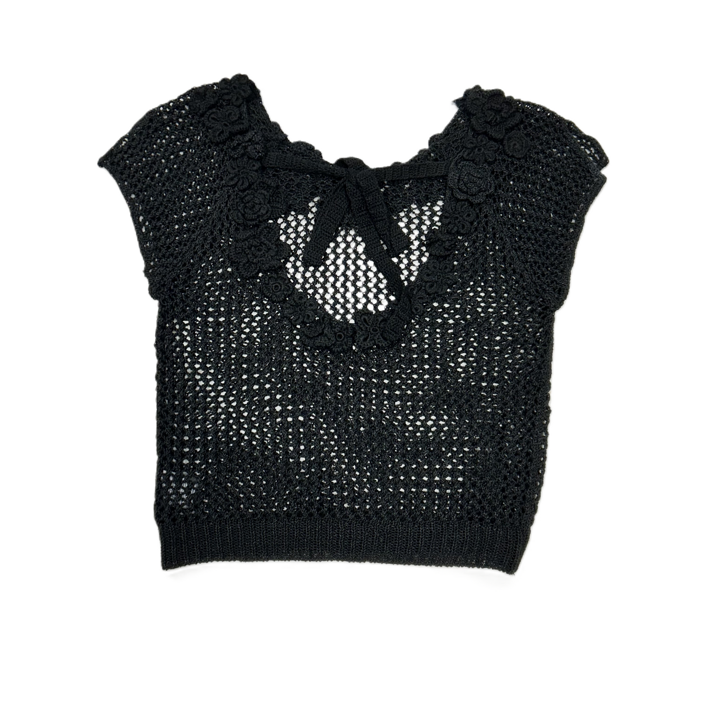 Sweater Short Sleeve By Knitted And Knotted In Black, Size: S