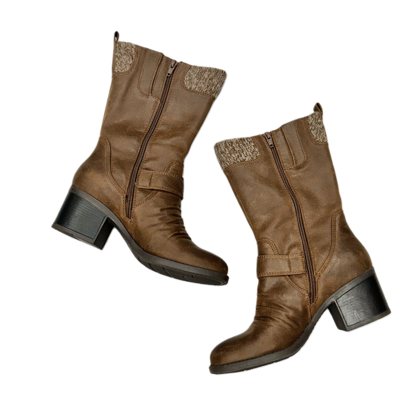 Boots Mid-calf Heels By Bare Traps In Brown, Size: 7.5