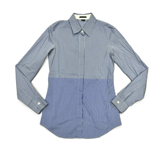 Top Long Sleeve By Theory In Blue & White, Size: S