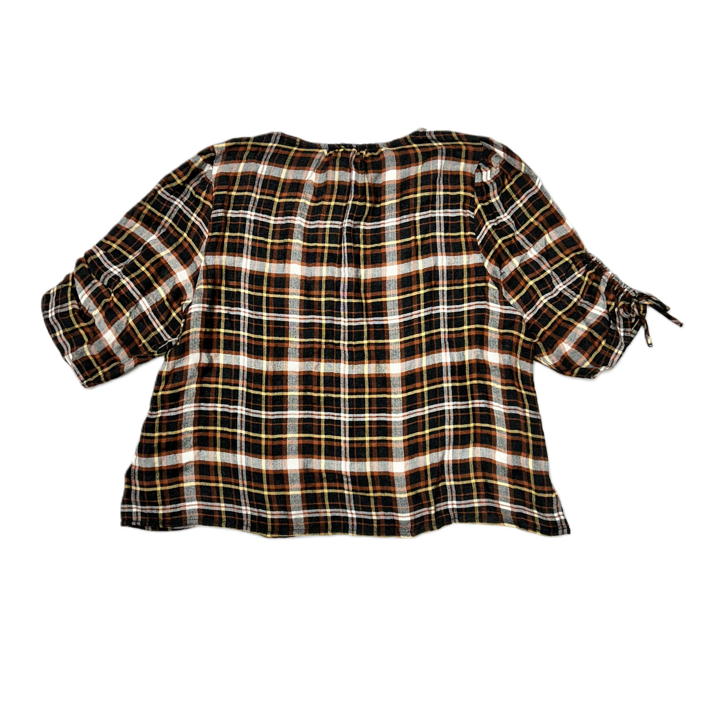 Top 3/4 Sleeve By Madewell In Plaid Pattern, Size: Xl