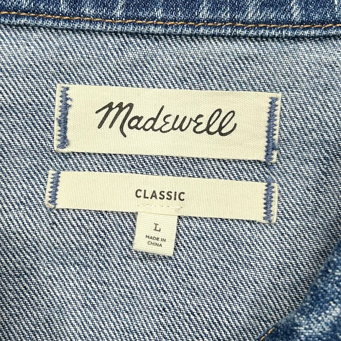 Jacket Denim By Madewell In Blue Denim, Size: L