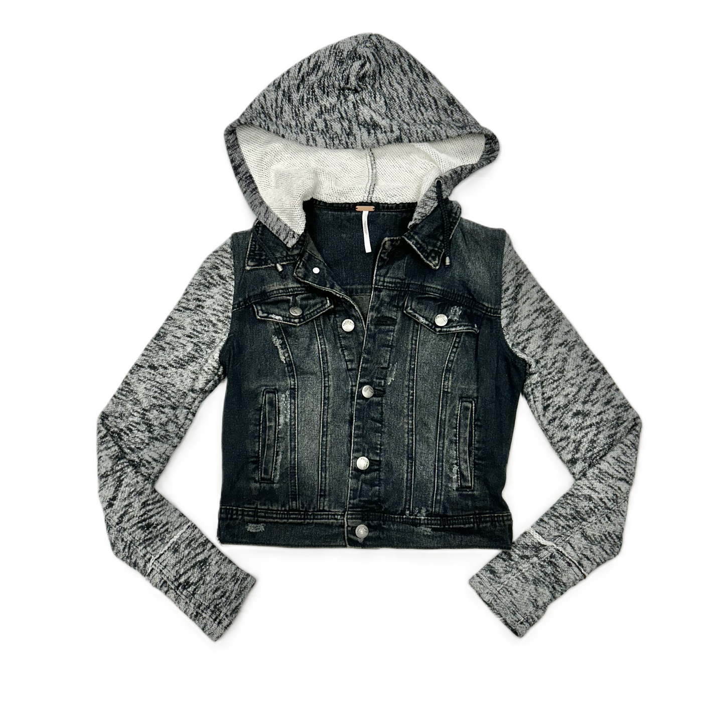 Jacket Denim By Free People In Black Denim, Size: Xs