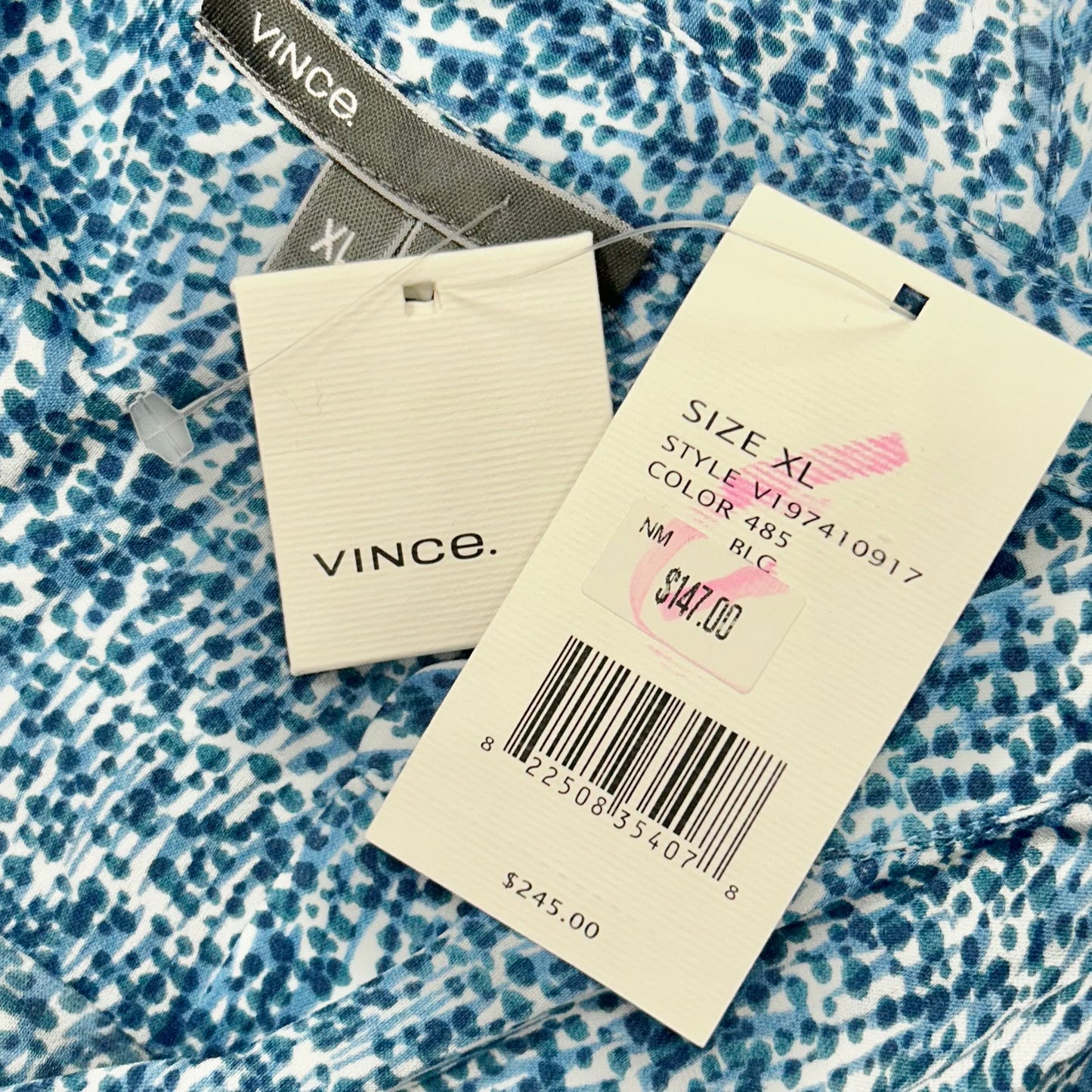 Top Sleeveless By Vince In Blue & White, Size: Xl