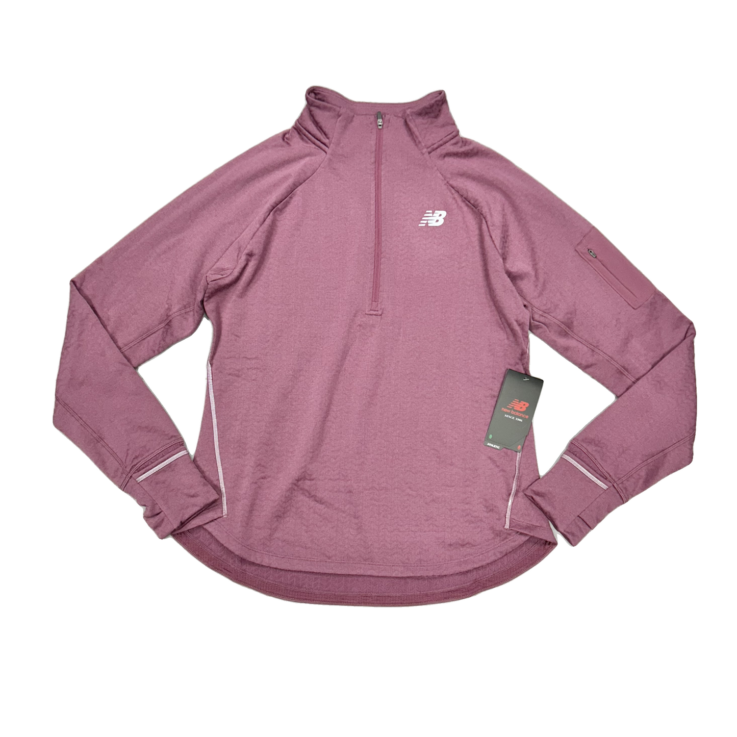 Athletic Top Long Sleeve Crewneck By New Balance In Mauve, Size: M