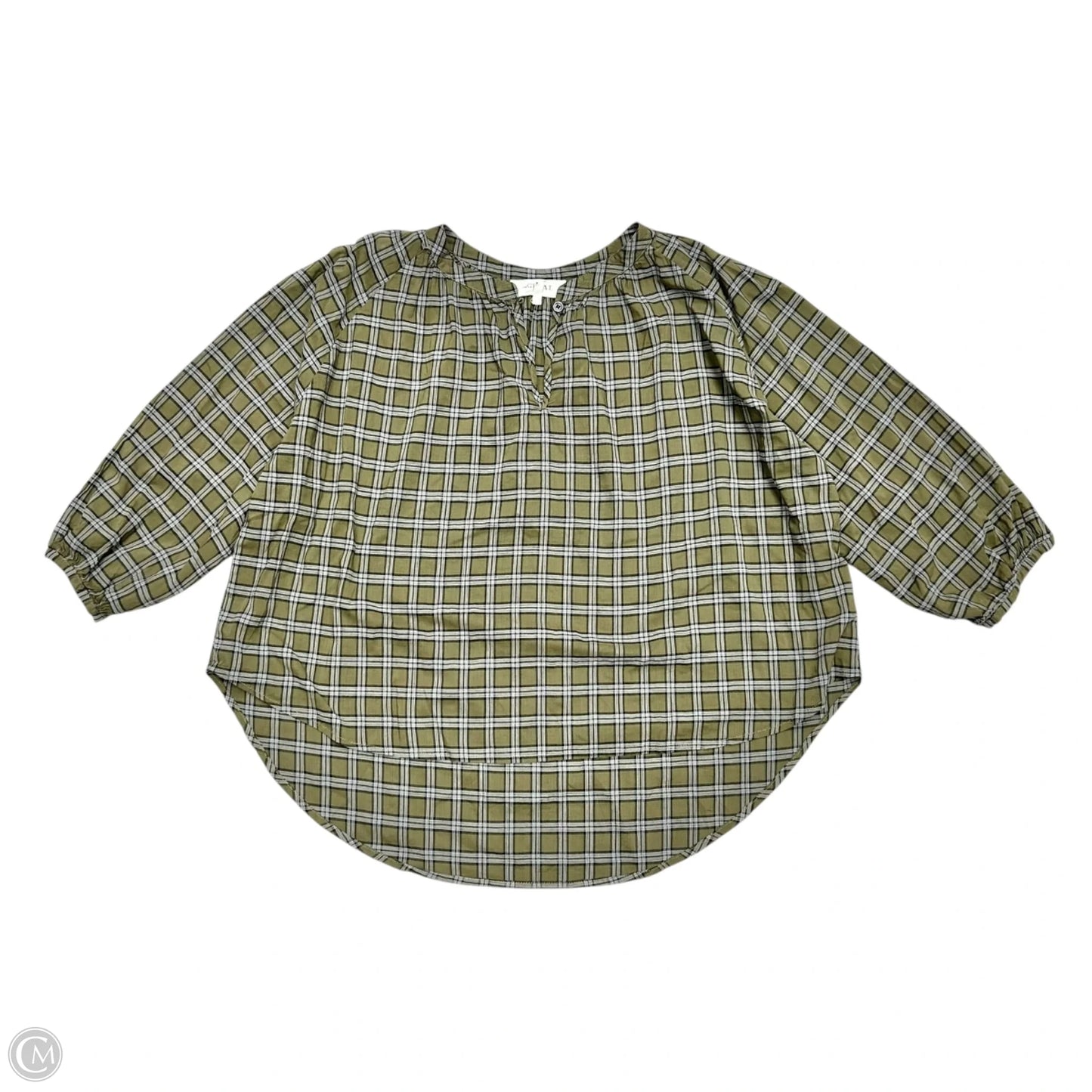 Top Long Sleeve By The Great. In Green & Grey, Size: M