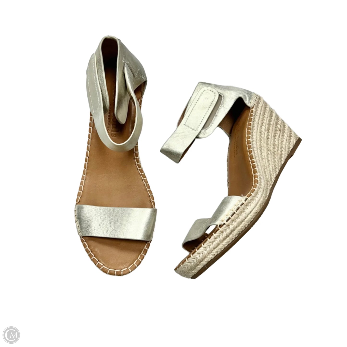 Sandals Heels Wedge By Gentle Souls In Metallic, Size: 8