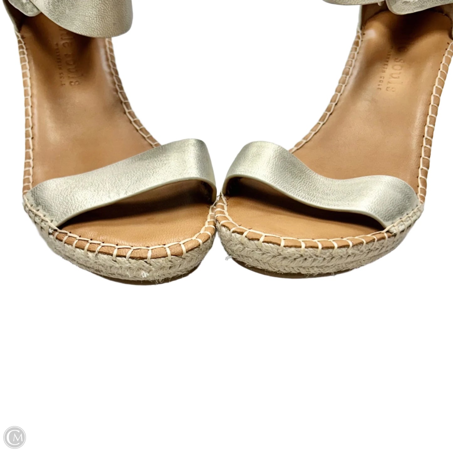 Sandals Heels Wedge By Gentle Souls In Metallic, Size: 8