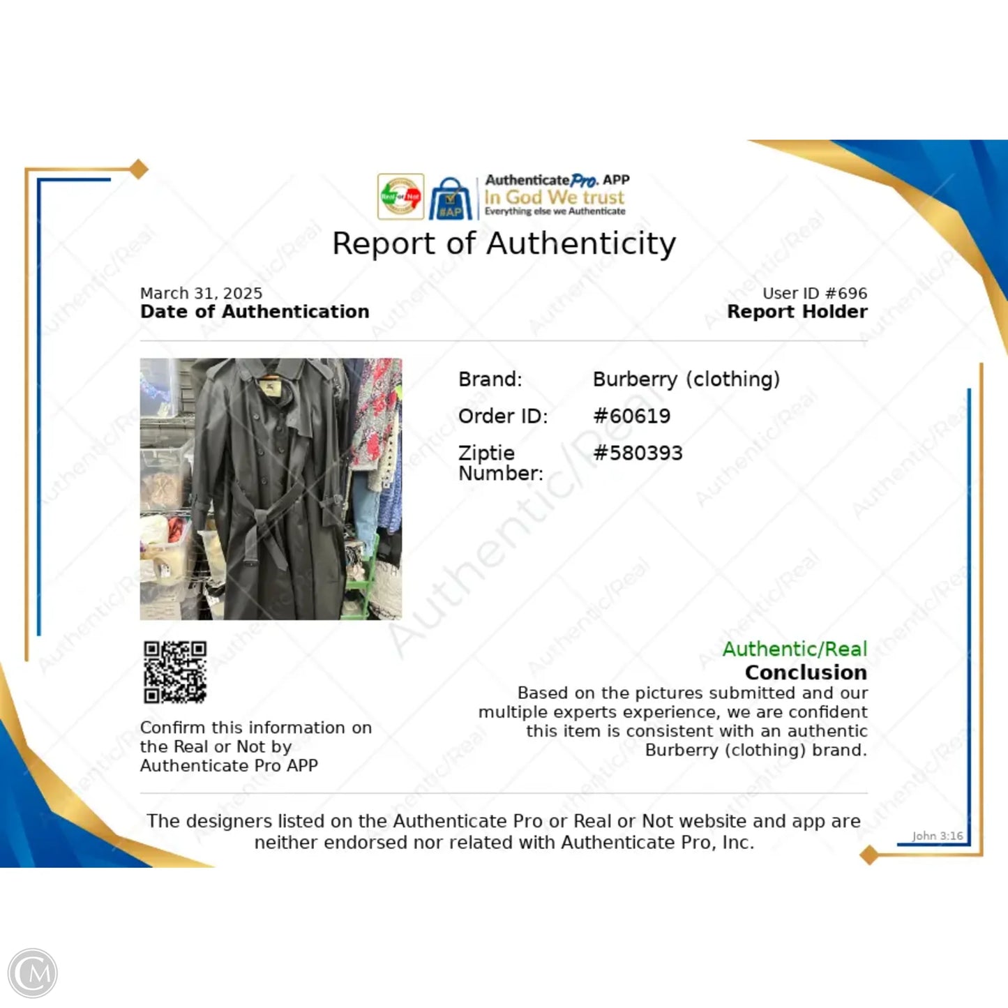 Coat Luxury Designer By Burberry In Black, Size: S