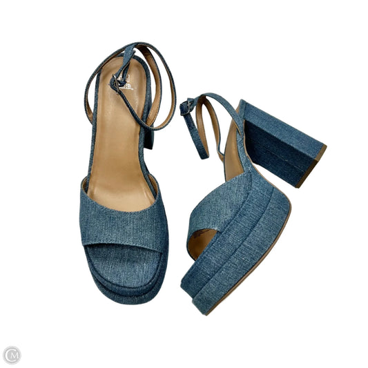 Sandals Heels Block By Wild Fable In Blue Denim, Size: 8.5