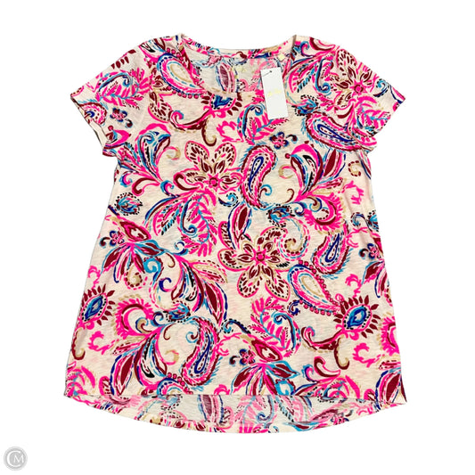 Top Short Sleeve Designer By Lilly Pulitzer In Pink & Tan, Size: L