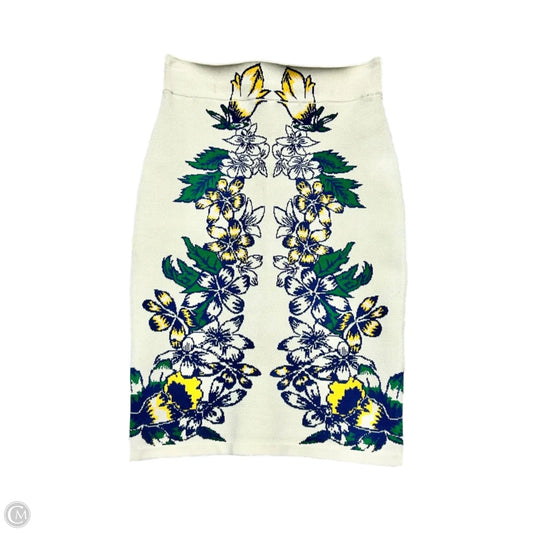 Skirt Midi By Bcbgmaxazria In Cream & Green, Size: S