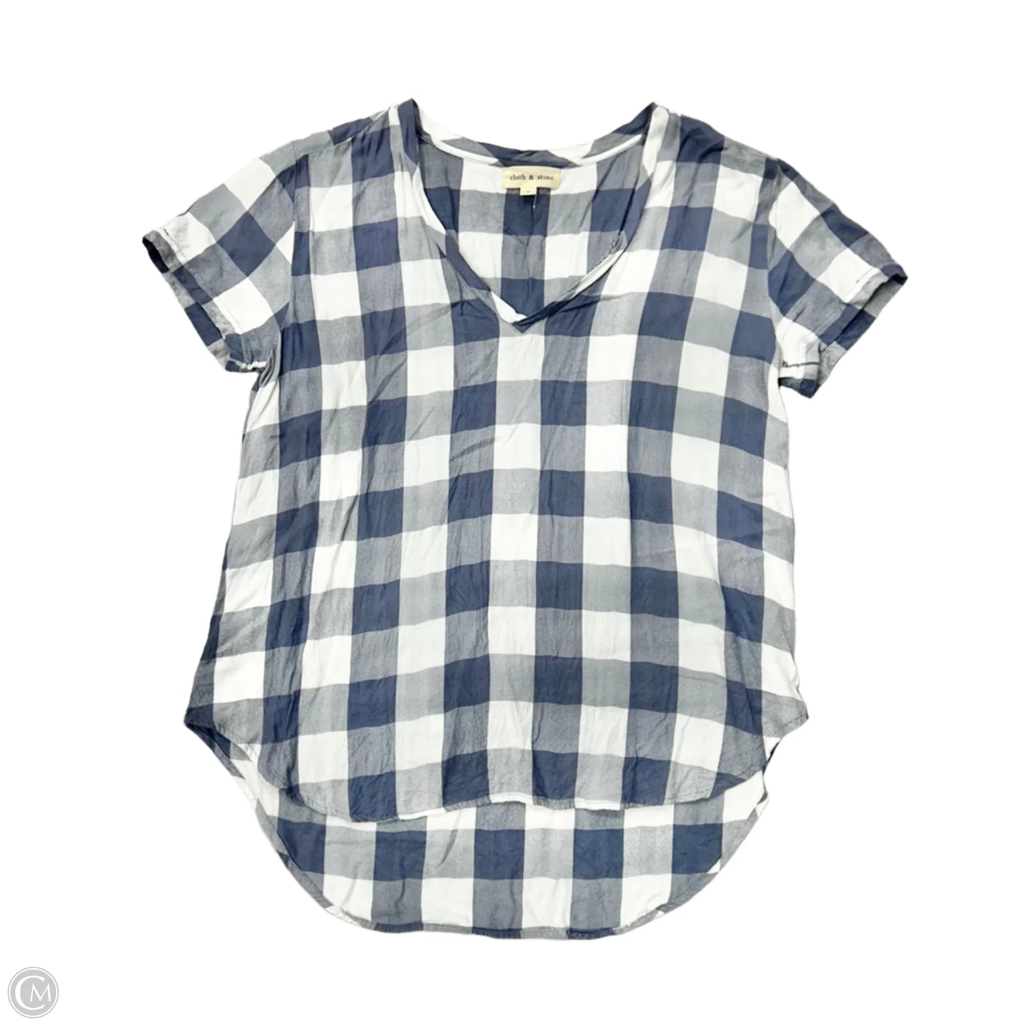 Top Short Sleeve By Cloth & Stone In Blue & White, Size: L