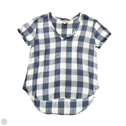 Top Short Sleeve By Cloth & Stone In Blue & White, Size: L