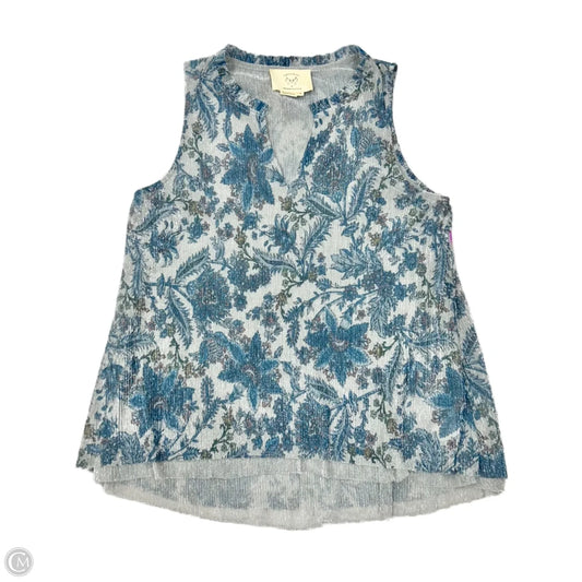 Top Sleeveless By Anthropologie In Blue & Silver, Size: M