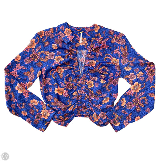 Top Long Sleeve By Free People In Blue & Orange, Size: M