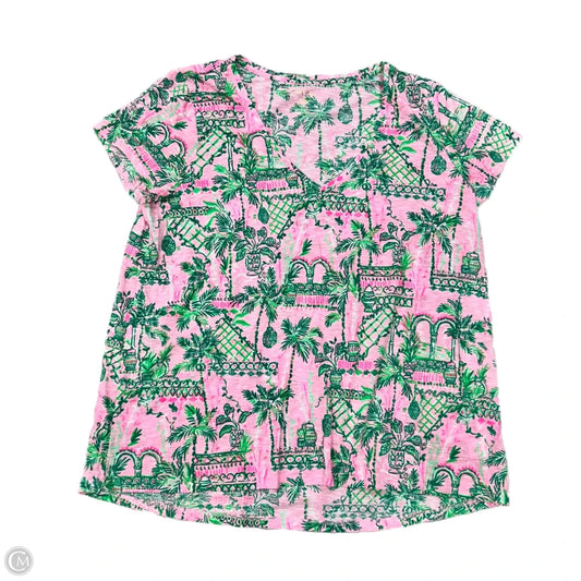 Top Short Sleeve Designer By Lilly Pulitzer In Green & Pink, Size: Xxl