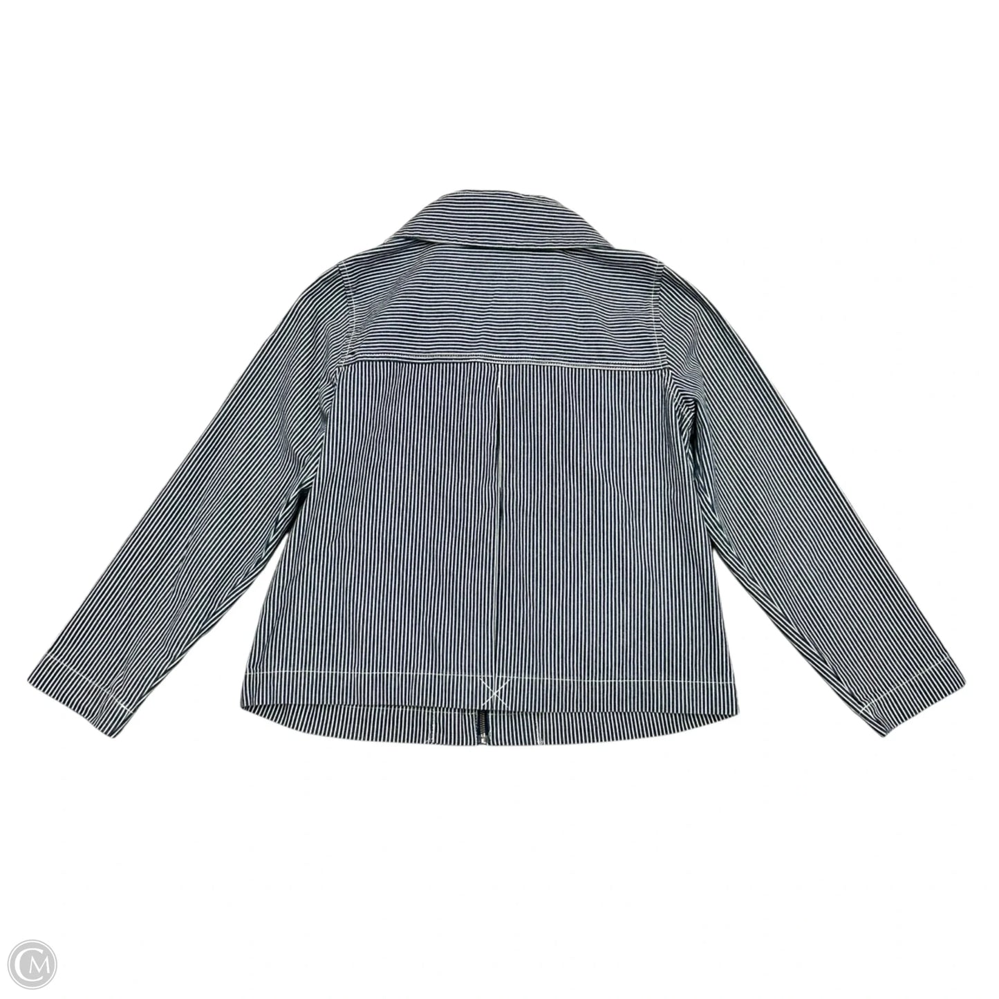 Jacket Denim By Christopher And Banks In Striped Pattern, Size: L