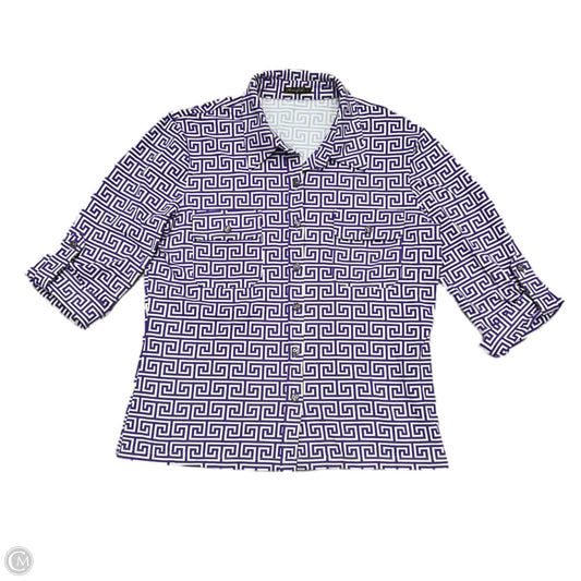 Top Long Sleeve By J Mclaughlin In Purple & White, Size: S