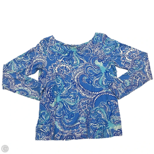Top Long Sleeve Designer By Lilly Pulitzer In Blue & White, Size: L
