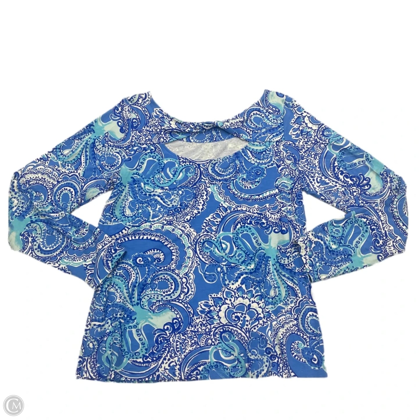 Top Long Sleeve Designer By Lilly Pulitzer In Blue & White, Size: L