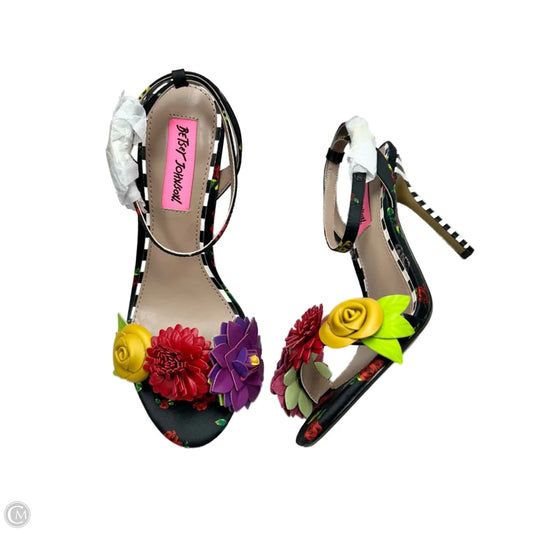 Sandals Heels Stiletto By Betsey Johnson In Floral Print, Size: 6